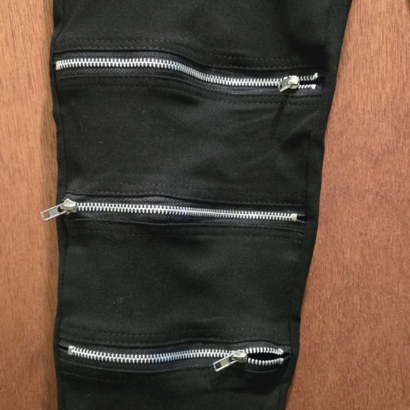 Aiweiyi Black Zipper Detail stretch Jeans szS - Picture 4 of 8